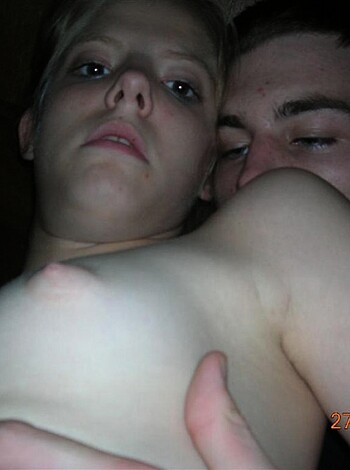"Two tits squeezed together, with nipples poking out."