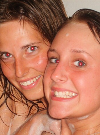 "A f*ckin' hot lesbian couple gettin' all wet and wild in the tub."