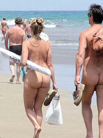 "A picture of fucking assholes with no damn clothes walking around at some dickhead nude beach."