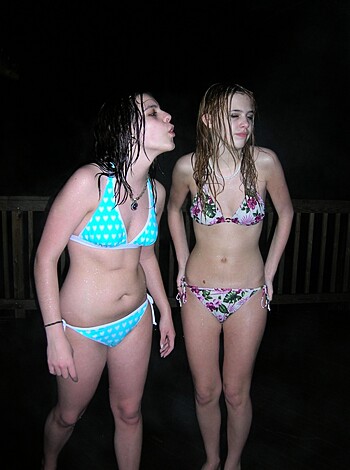 F***ing hot naked chicks frolicking in the goddamn ocean with their ass-tight bikini bottoms and tits hanging out.