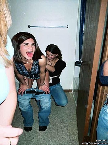 "A photo depicting two hot chicks rubbing their asses together."