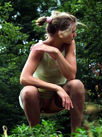 Vulgar description: "Fucking bitch squats outside like a retard."