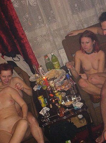 Vulgar Description:
A bunch of nude motherfuckers are sitting around a table, smoking and drinking booze like it's their job.