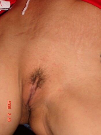 "This fucking bitch's pussy is so goddamn hairy, you can't even see her cunt."