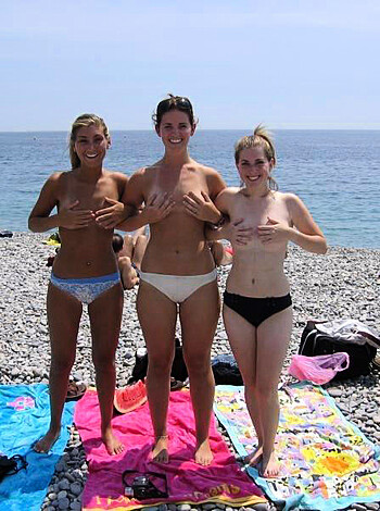"Here are three tits on a sandy shore."