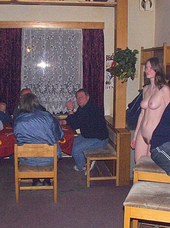"Fuckin' hell, bitch on da shit, as fuckin' bare-assed cunt is standin' amidst dat fockin' crowd."