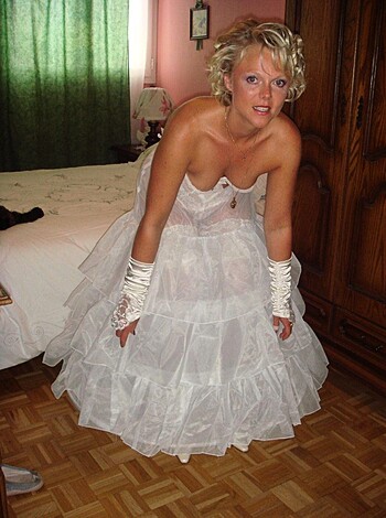 "Look at this fucking bitch in her white-ass wedding dress, posing like a stuck up cunt in her fucking bedroom."