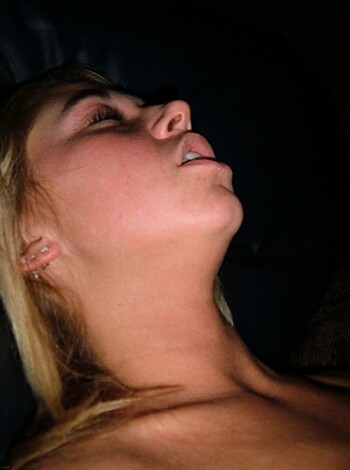 "Here's a picture of some hot slut with her pussy lips wide-fucking open, ready to take your cock like a porn star."