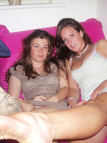"Here's a picture of two slutty bitches in sexy panties and splayed tootsies fuckin' chillin' on some pastel-ass sofa like they don't give a shit about how stupid they look."