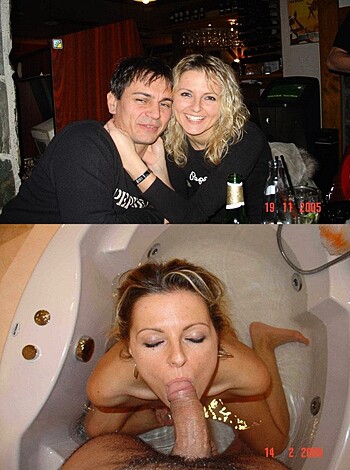 A nude babe sucks dick while rinsing off in a tub with some dude, complete with facial expressions and body language indicating that both parties are enjoying themselves.