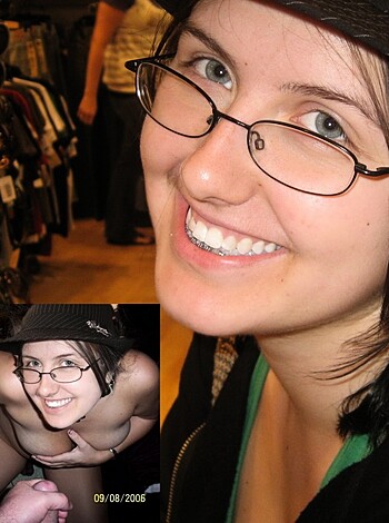 """
Here's a hot chick with a fucking amazing ass posing for a picture like a boss while her tits are hanging out from under some dude's jacket. This is fuckin' awesome, man!
"""