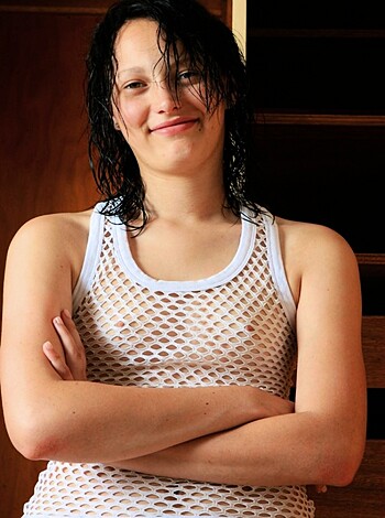"Yo, bitch, check out your tits! They're like fuckin' melons in this shit, ain't they? I mean, daaaaamn, look at 'em jiggle when ya laugh. Fuckin' A, girl."