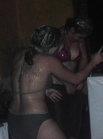 A pair of bitches in swimwear, gotta get wet so let's make a splash 

A couple of chicks in bikinis, ready to give 'em some lashes 

Two broads with no clothes on, lets give 'em a water gun 

Two girls in bathing suits, getting hosed down like trash 

Both got wet but who had more fun, hose or pussy sponge?