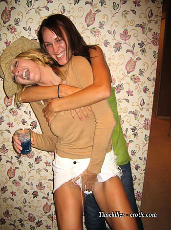 """
Bitches squeezing each other's titties.
"""