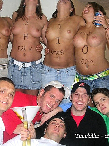 "Get your fuckin' tits out bitches, and strike a pose for this motherfuckin' camera! Who wants to be famous?"