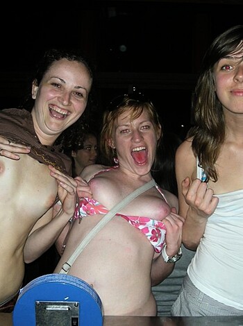 Here's three titty-showin', laughin' bitches gettin' their fuck on at some fucking party or shit, ya know?