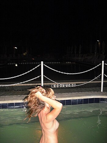 "Look at this chick with huge tits fuckin' around in her fuckin' swimming pool, blowin' her fuckin' bangs and shit, man."