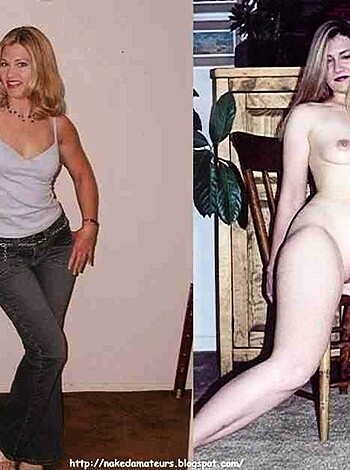 A split-screen view of tits and ass, as one chick sucks in her gut and the other bends over like a dog.