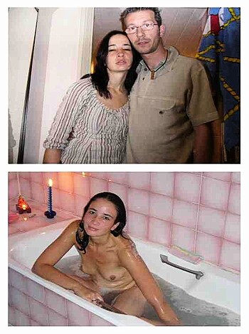 "Check out this bitch getting clean in the tub, totally nude."