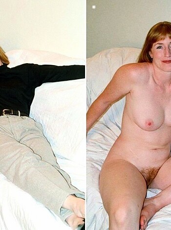 "Two chicks in this fuckin' photo; one dressed sittin' on a couch, the other ass-naked reclinin' on a bed."