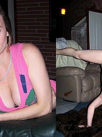 Here's a photo of a hot chick with tits out, and she's not wearing a shirt.