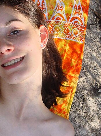 "Gawking at some chick sunbathing bare-titted on a rainbow beach chaise lounge."
