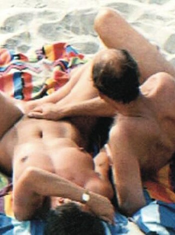 Three dickheads lying nude on a fucking beach towel.