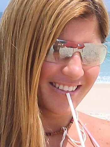 blonde cutie with hot tanlines at beach - Photo 8