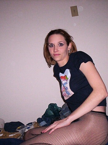 Blonde in pink top white pantyhose  - Photo 1