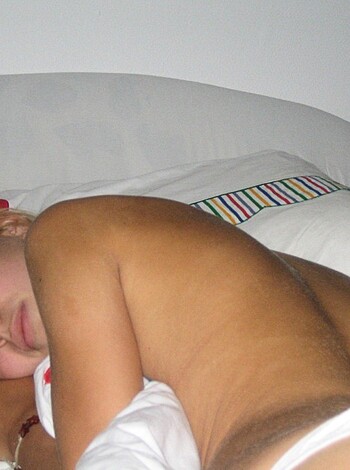 Fucking hot chick on her goddamn bed with her fucking ass up in the air and her fucking tits flopping out like a fuckin' milk factory.