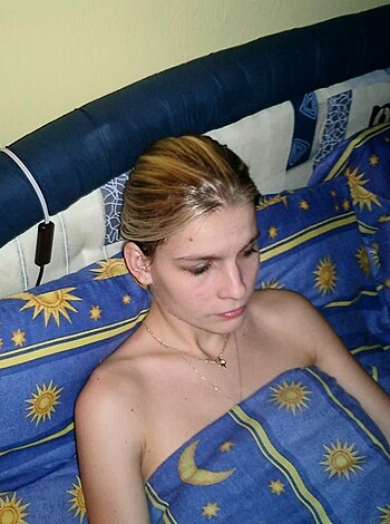 "Check out this dumb bitch taking pics of her tits on Instagram."