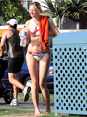 "Fucking hot bitch strutting her sexy ass in a bikini on the fucking sidewalk."