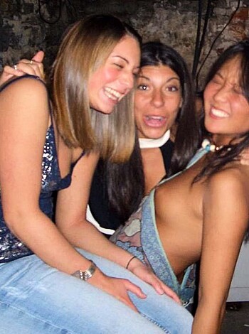 "Two naked bitches making out in some fucking dive bar!!"