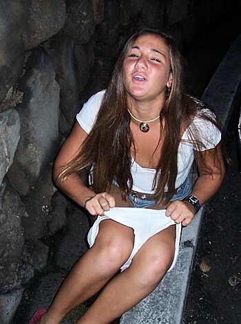 """
Fat bitch sitting on sidewalk with her gaping cunt exposed.
"""