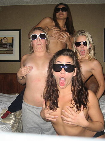 "Four tits-out babes fuckin' on the floor."