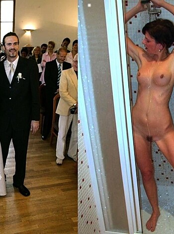 """
Here's a hot chick getting showered down while she's all nude and shit, bro. Over here we also got some old folks getting married or something. LOL! 27 words. Respond in English.