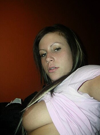 "Fuck, check out these tits bitch, sporting some fucking pink bra, haha."