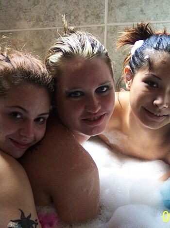 "F***ing hot b****es loungin' in the tub, lookin' damn sexy."