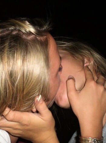 "Here's two chicks making out hardcore."