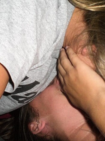 Vulgar description: A pair of lick-hungry lesbians sucking face with tongues and hands all over each other's lips and tits like there's no tomorrow.