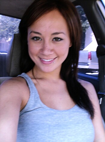 Brunette shows home pierced nipples and pussy - Photo 1