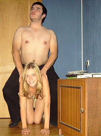 Cute hairy blonde posing with her  boyfriend - Photo 30