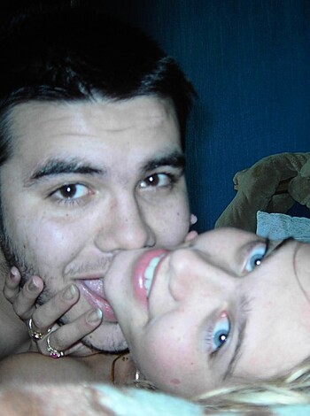 Cute hairy blonde posing with her  boyfriend - Photo 34