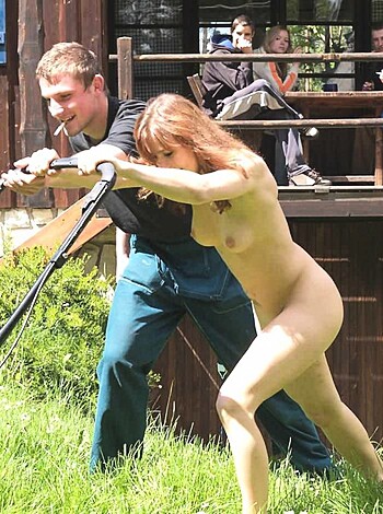 "Fucking hot bitch outside blowin' the leaves off the lawn while a bunch of dudes in boxers ogle her ass."