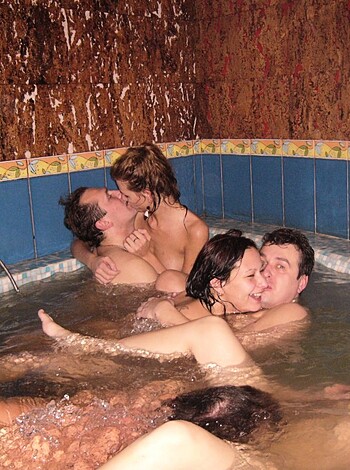 A fucking group of naked individuals getting soapy and bouncing around in a goddamn tub, you perverted piece of shit.