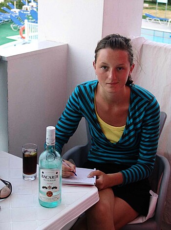 "Hey, check out this chick, she's fuckin' drunk as hell and writing some shit down while she slurs her words like a dumbass. Fucking love it."