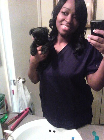 "Bitch in the bano, taking a piss with her pup, selfie-taking slut."