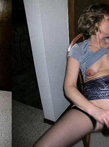 Vulgar description:
"""
Naked chick sitting on a chair with her panties only, showing off her shaved snatch and giant tits.
"""