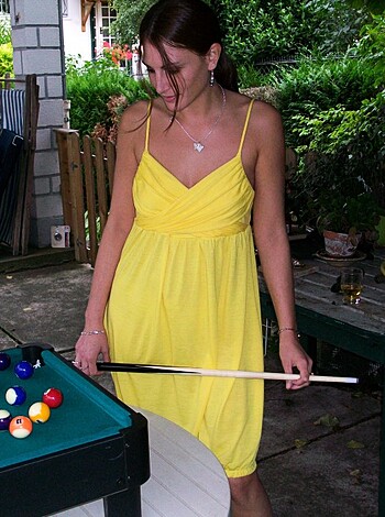 "Bitch in da front of me wif a fuckin' yellow bikini, tryina hit da balls wit her tits. Cunt."