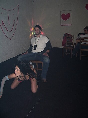 Here's a motherfucking caption for ya: "A goddamn threesome, with one dude getting off on the action."